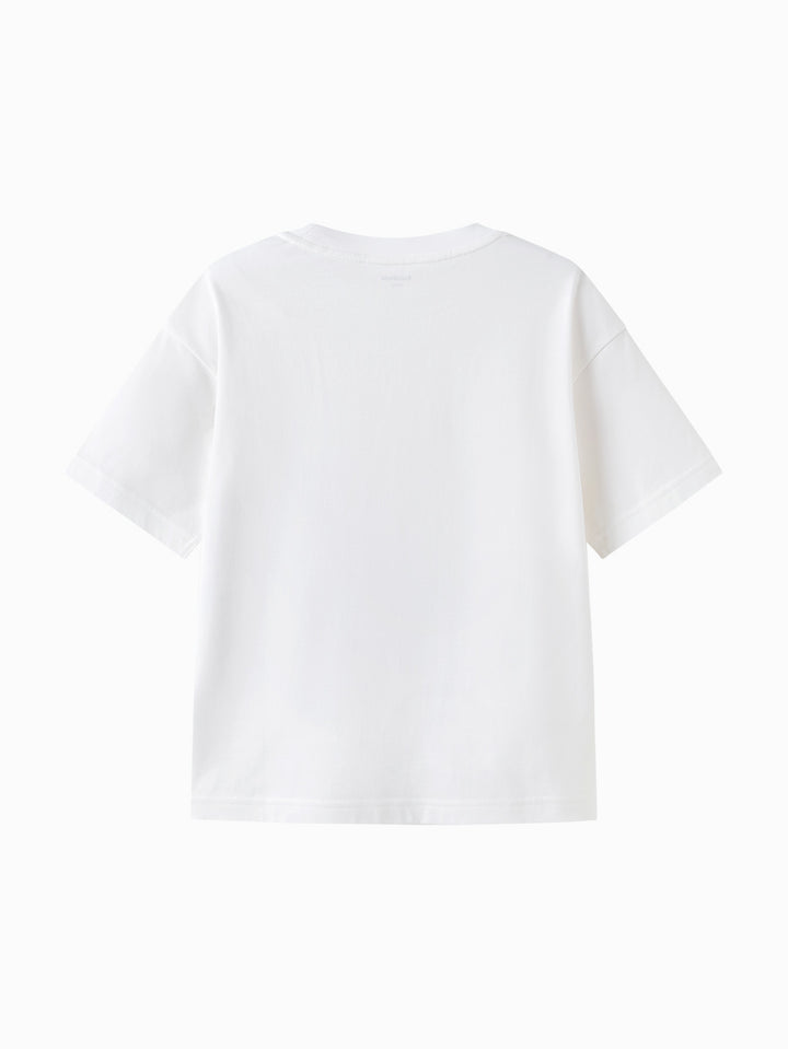 Raw White Kids Unisex Round V-Neck Short-Sleeved T-Shirt