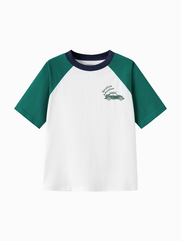 White Green Toddler Unisex Round V-Neck Short-Sleeved T-Shirt