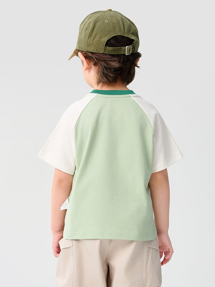 Bean Green Baby Unisex Round V-Neck Short-Sleeved T-Shirt