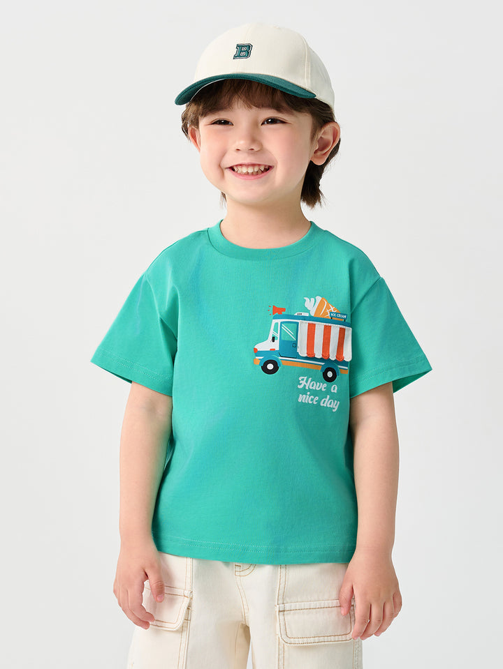 Turquoise Green Baby Unisex Round V-Neck Short-Sleeved T-Shirt