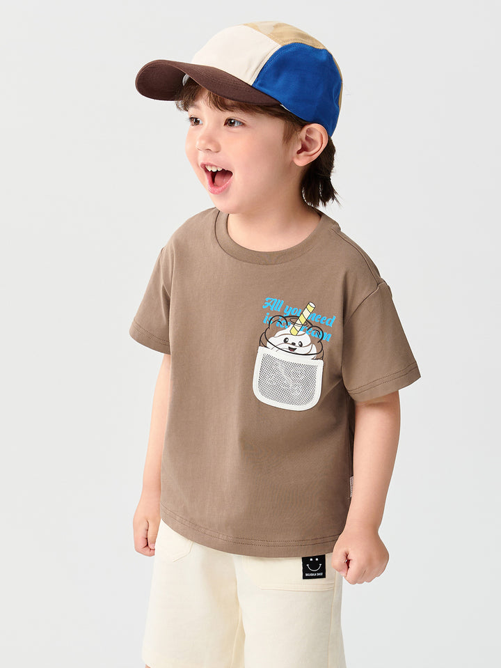 Coffee Baby Unisex Round V-Neck Short-Sleeved T-Shirt