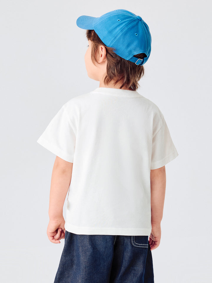 Off-white Baby Unisex Round V-Neck Short-Sleeved T-Shirt