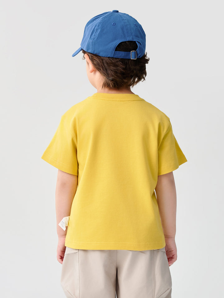 Medium Yellow Baby Unisex Round V-Neck Short-Sleeved T-Shirt