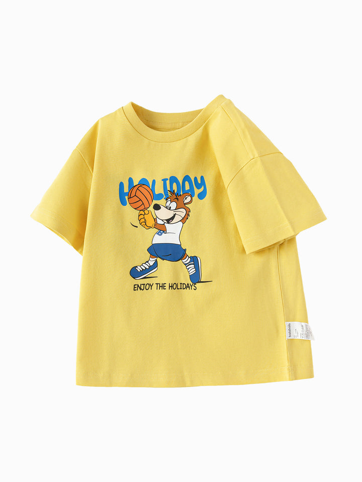 Medium Yellow Baby Unisex Round V-Neck Short-Sleeved T-Shirt