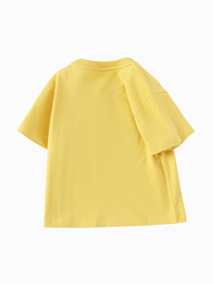 Medium Yellow Baby Unisex Round V-Neck Short-Sleeved T-Shirt