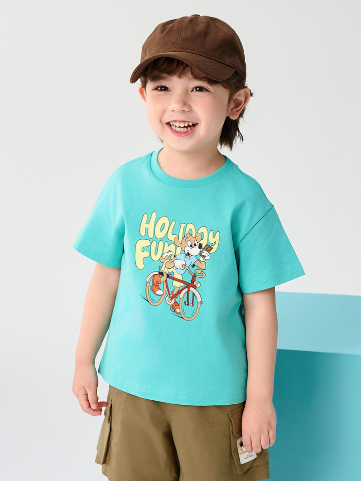 Blue Green Baby Unisex Round V-Neck Short-Sleeved T-Shirt