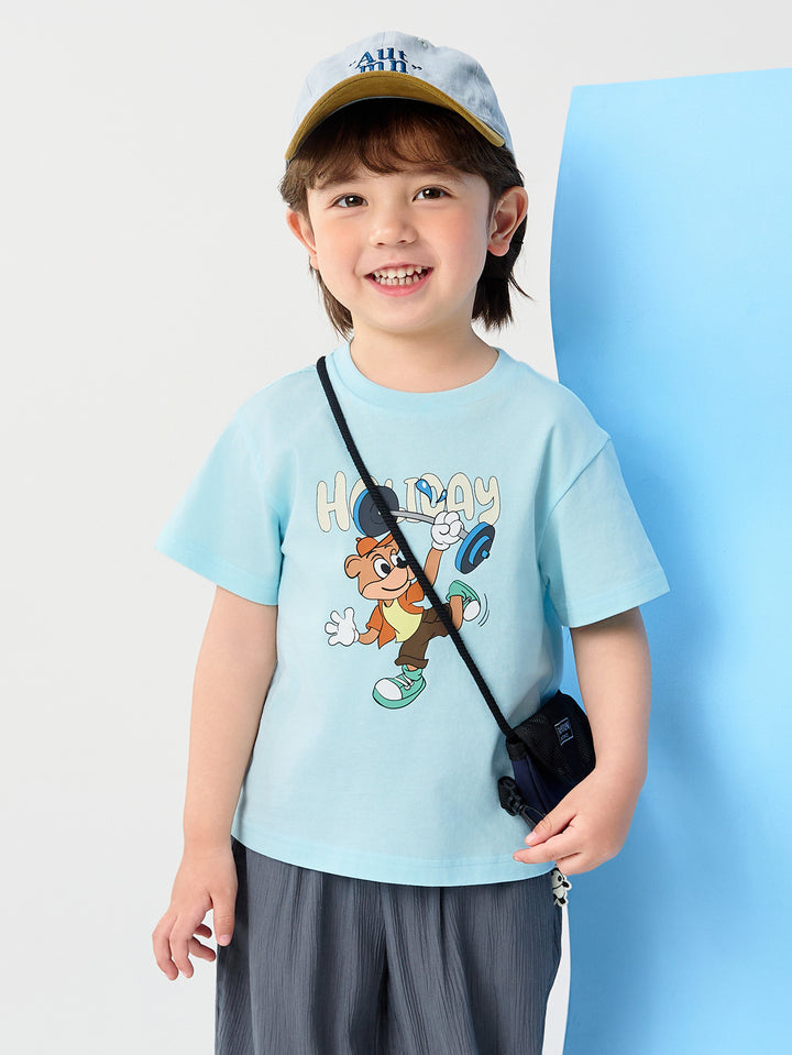 Powder Blue Baby Unisex Round V-Neck Short-Sleeved T-Shirt