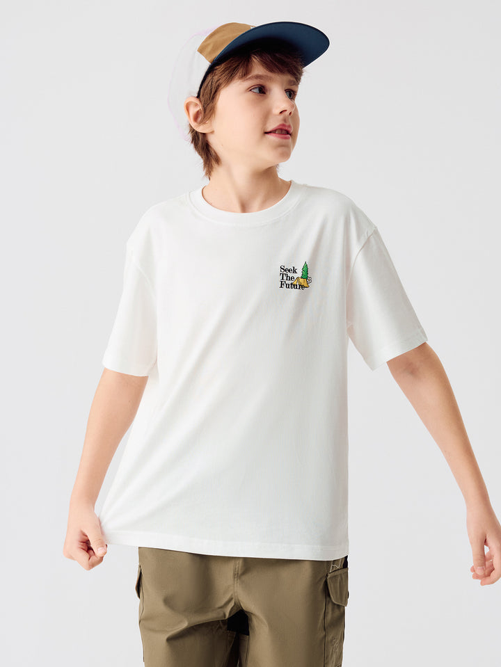 Raw White Kids Unisex Round V-Neck Short-Sleeved T-Shirt