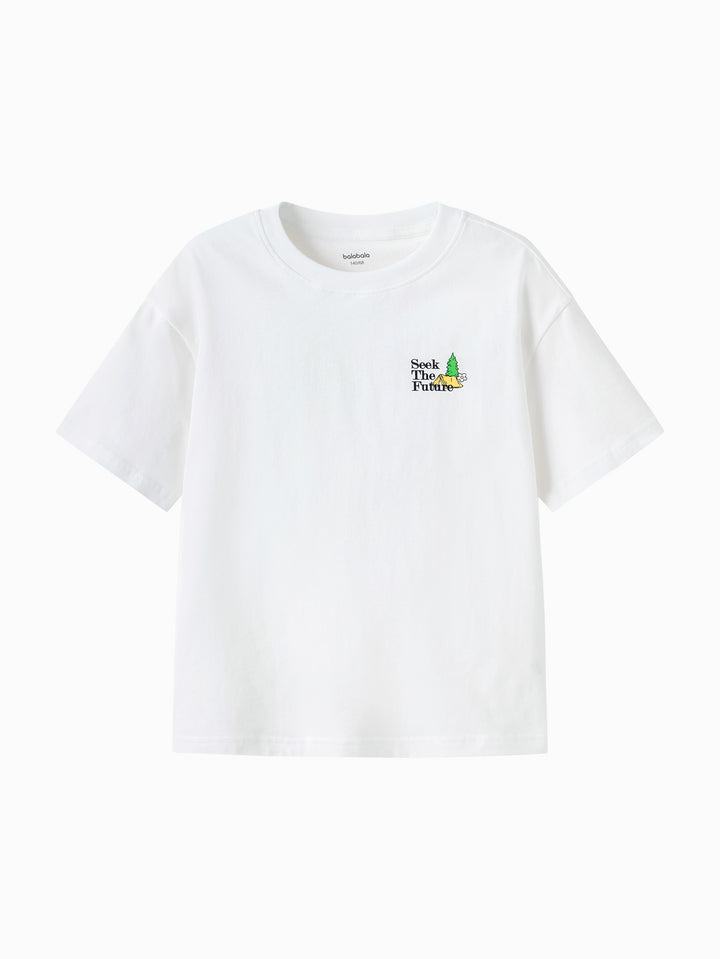 Raw White Kids Unisex Round V-Neck Short-Sleeved T-Shirt