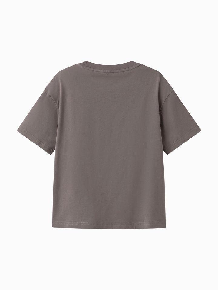 Light Tan Kids Unisex Round V-Neck Short-Sleeved T-Shirt