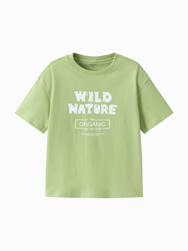 Green Kids Unisex Round V-Neck Short-Sleeved T-Shirt