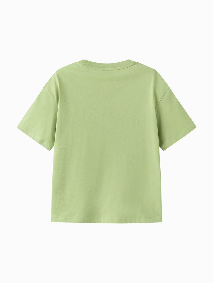 Green Kids Unisex Round V-Neck Short-Sleeved T-Shirt