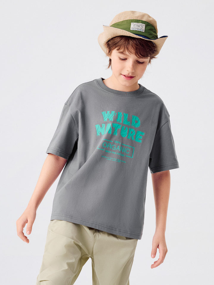 Cool Gray Kids Unisex Round V-Neck Short-Sleeved T-Shirt