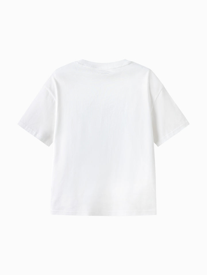 Raw White Kids Unisex Round V-Neck Short-Sleeved T-Shirt