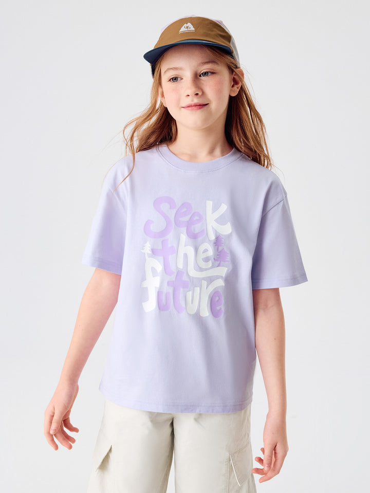 Violet Kids Unisex Round V-Neck Short-Sleeved T-Shirt