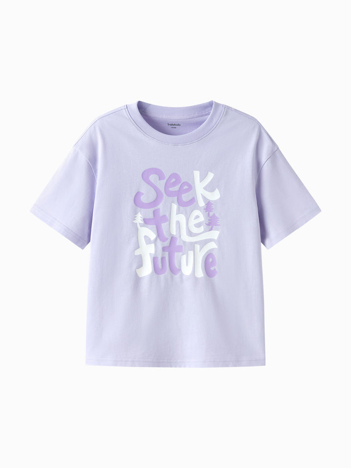 Violet Kids Unisex Round V-Neck Short-Sleeved T-Shirt