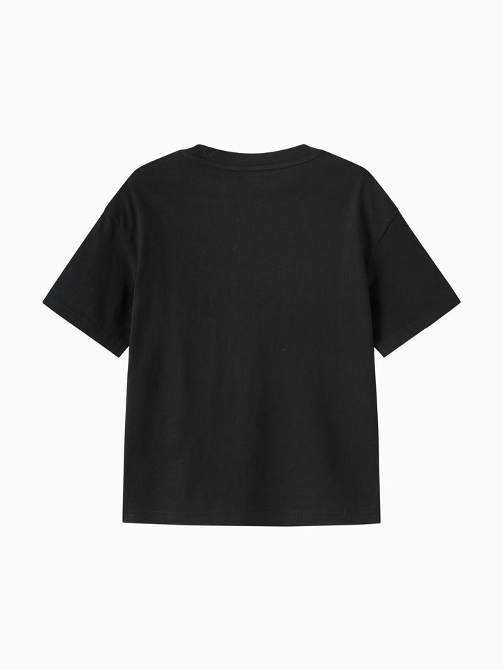 Black Kids Unisex Round V-Neck Short-Sleeved T-Shirt