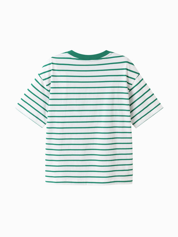 White Green Kids Unisex Round V-Neck Short-Sleeved T-Shirt