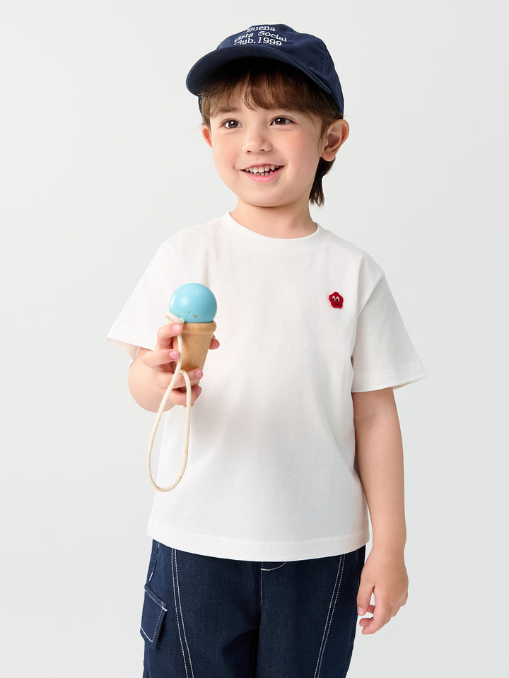 Blue White Kids Unisex Round V-Neck Short-Sleeved T-Shirt