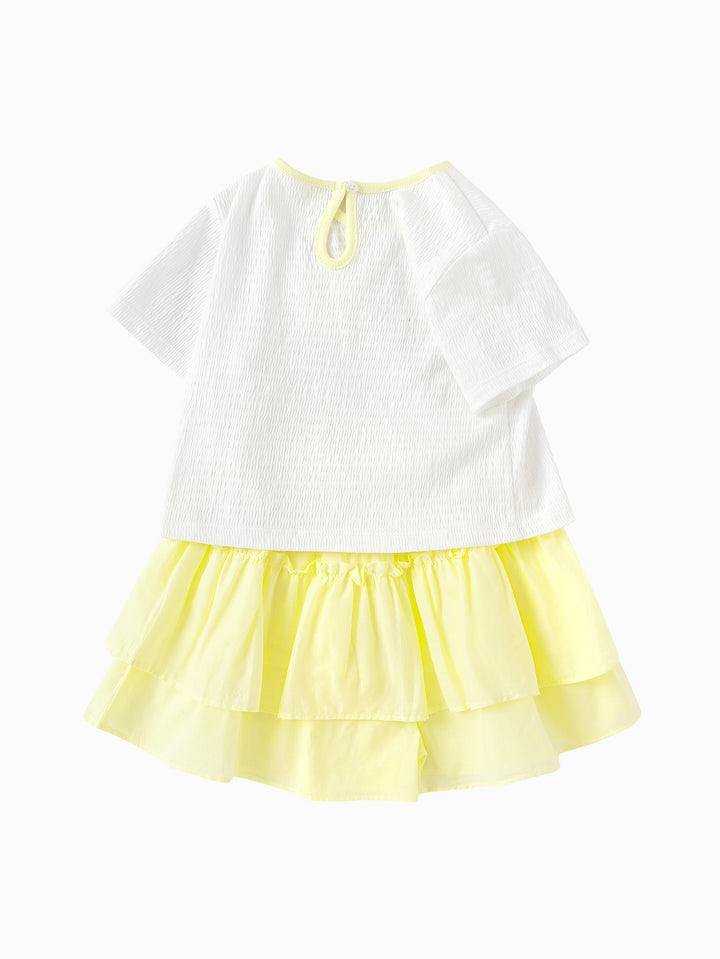 Raw White Baby Girl Knit Short Sleeve Suit