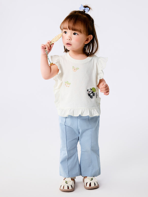 Off-white Baby Girl Woven Short Sleeve Suit