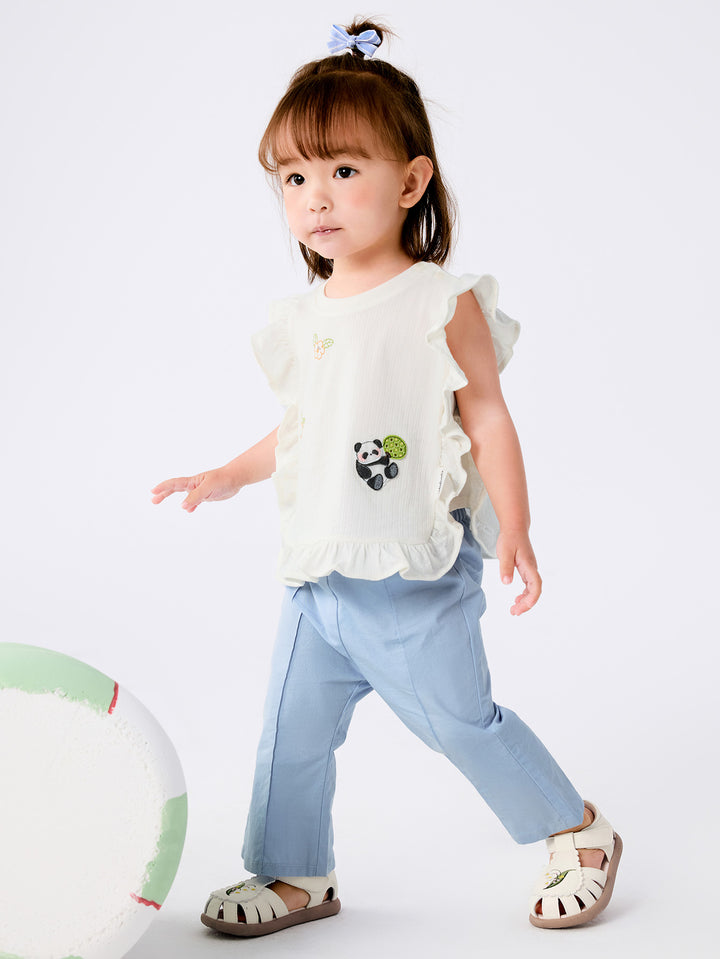 Off-white Baby Girl Woven Short Sleeve Suit