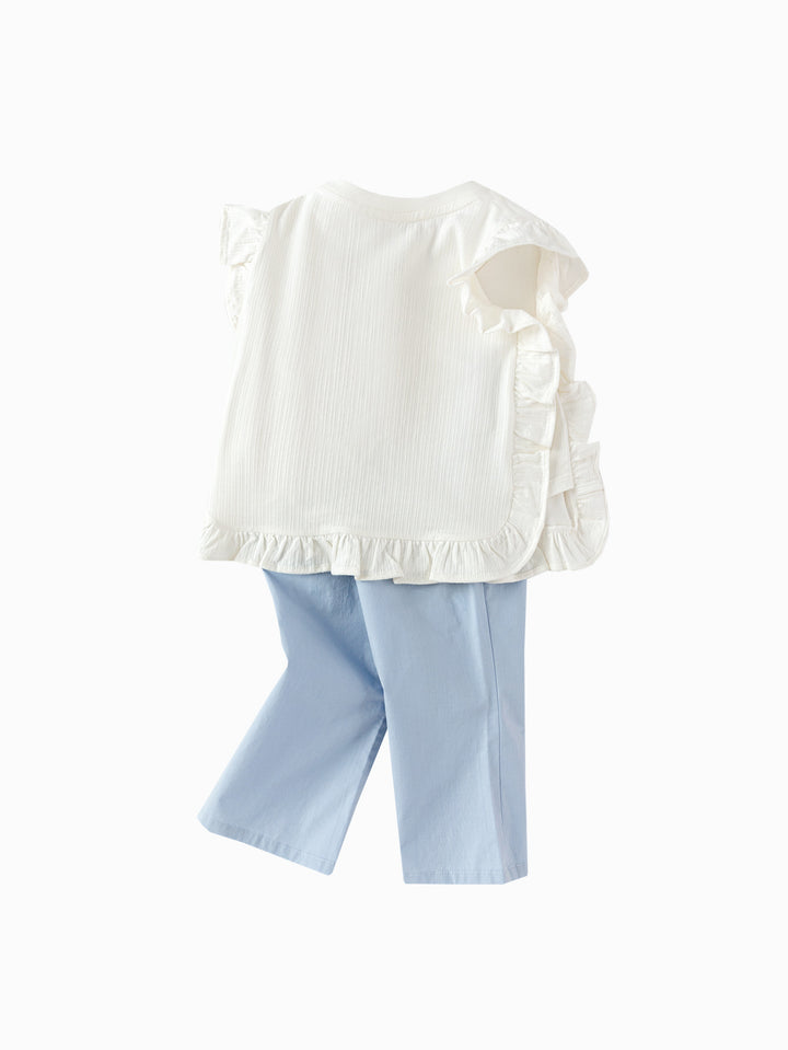 Off-white Baby Girl Woven Short Sleeve Suit