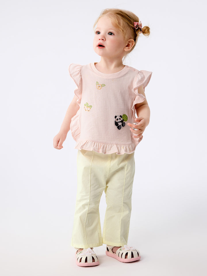 Visions Pink Baby Girl Woven Short Sleeve Suit