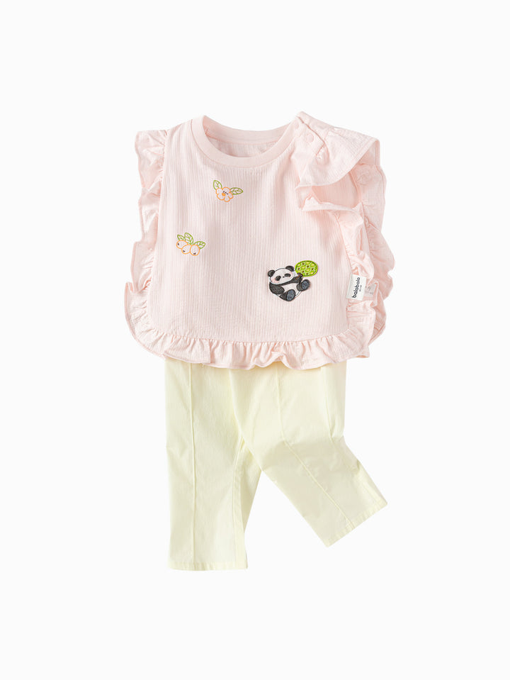 Visions Pink Baby Girl Woven Short Sleeve Suit