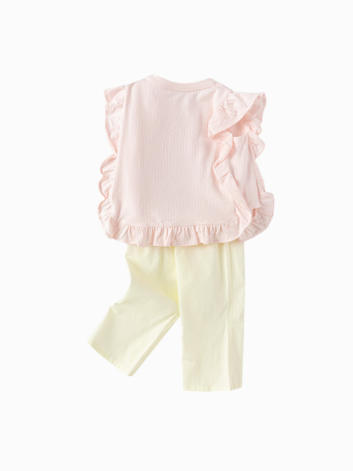 Visions Pink Baby Girl Woven Short Sleeve Suit