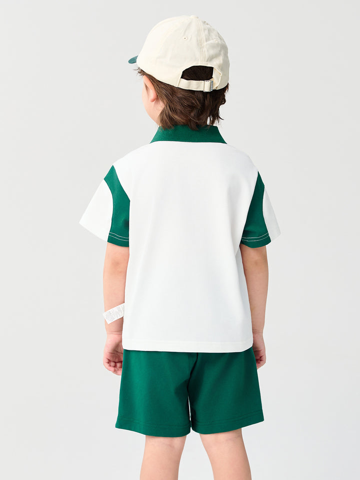 White Green Toddler Boy Knit Short Sleeve Suit