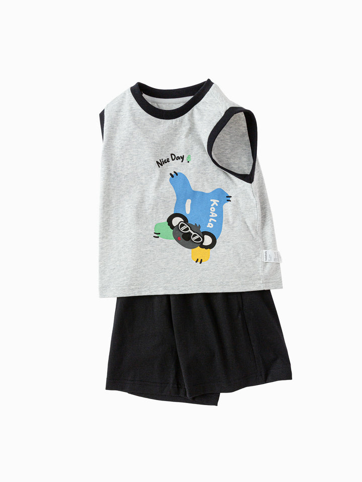 Black Baby Boy Knit Short Sleeve Suit