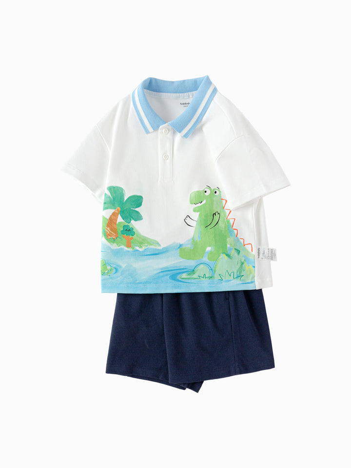 Blue Baby Boy Knit Short Sleeve Suit