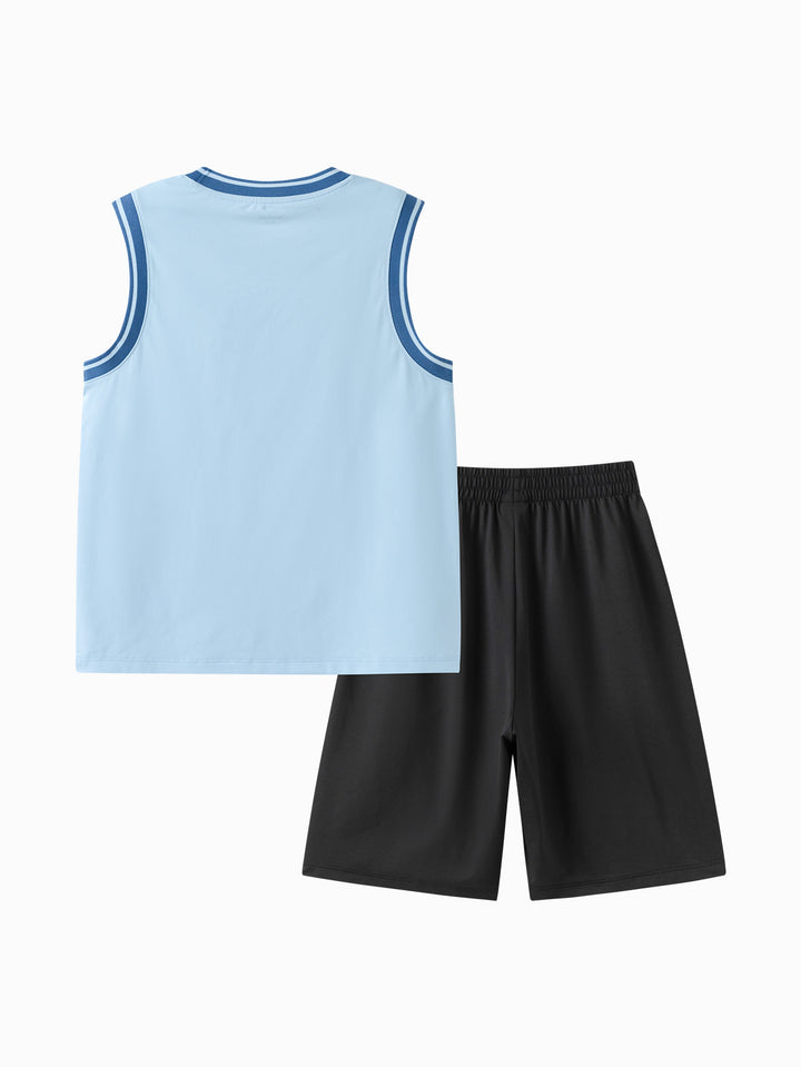 Ice blue Kids Boy Knit Short Sleeve Suit