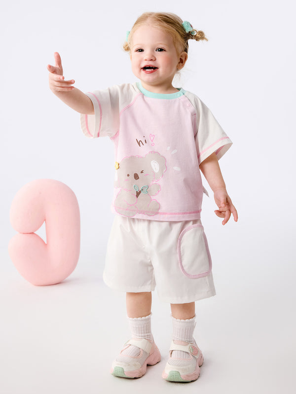 White Red Baby Unisex Knit Short Sleeve Suit