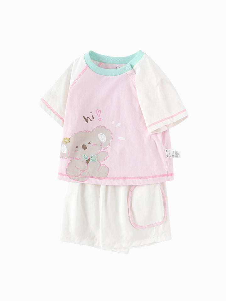 White Red Baby Unisex Knit Short Sleeve Suit