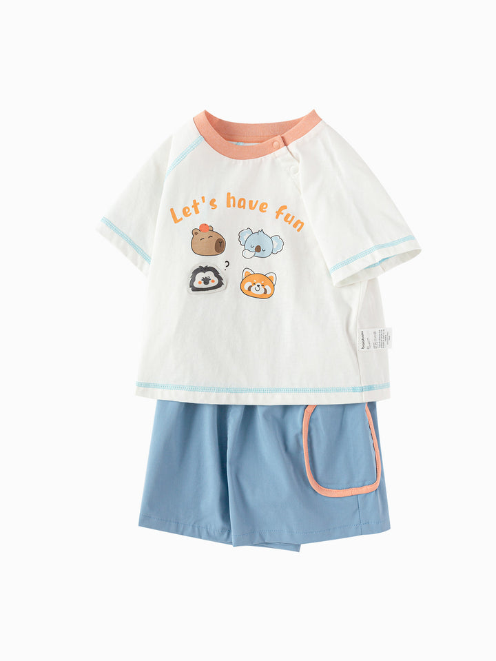 Off-white Baby Unisex Knit Short Sleeve Suit