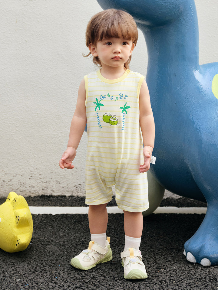 Yellow White Baby Unisex Knitted Jumpsuit