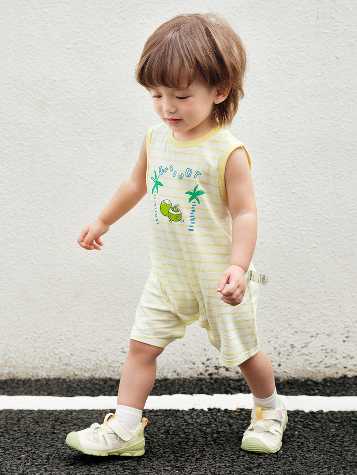 Yellow White Baby Unisex Knitted Jumpsuit