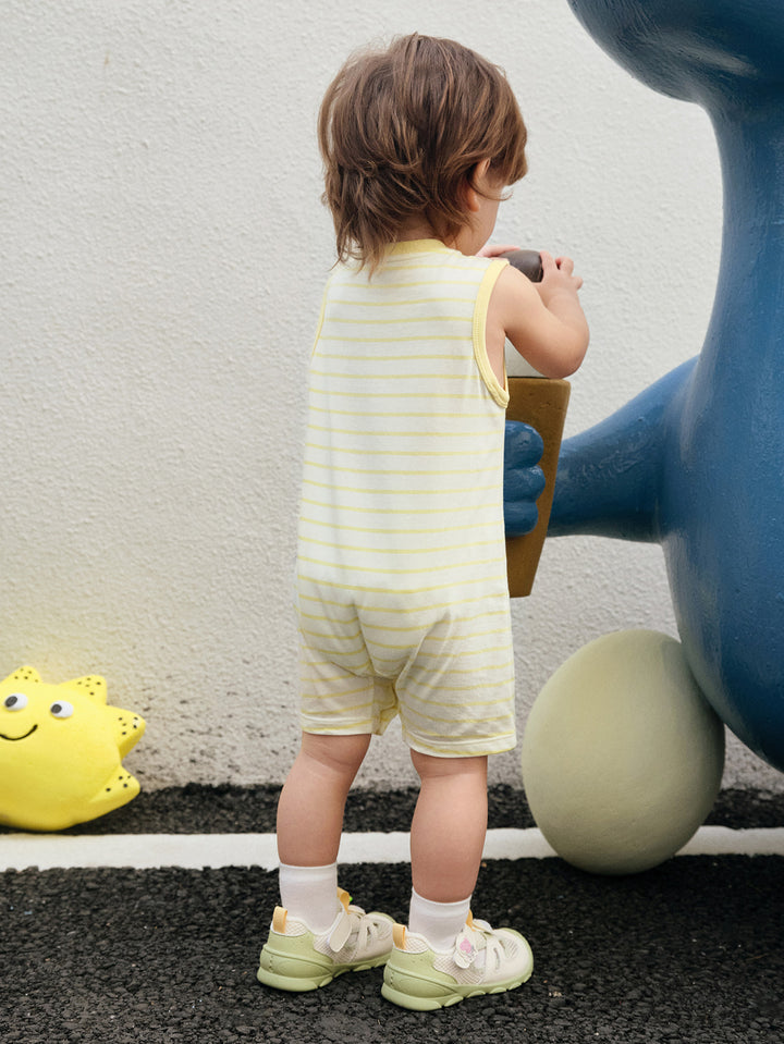 Yellow White Baby Unisex Knitted Jumpsuit