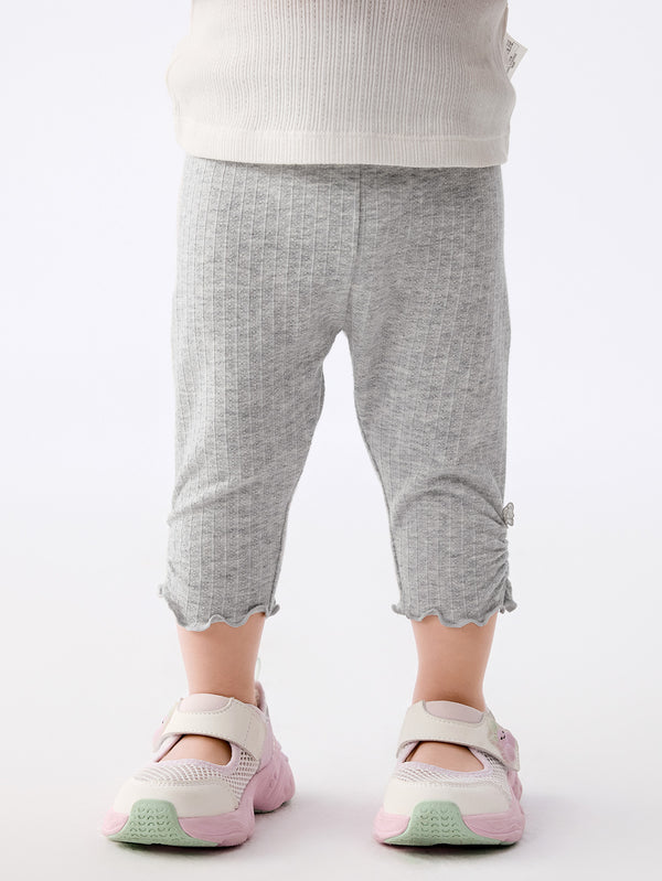 Light Melange Gray Baby Girl Base Cropped Trousers