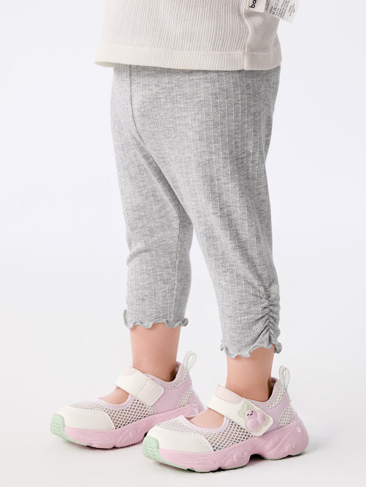 Light Melange Gray Baby Girl Base Cropped Trousers