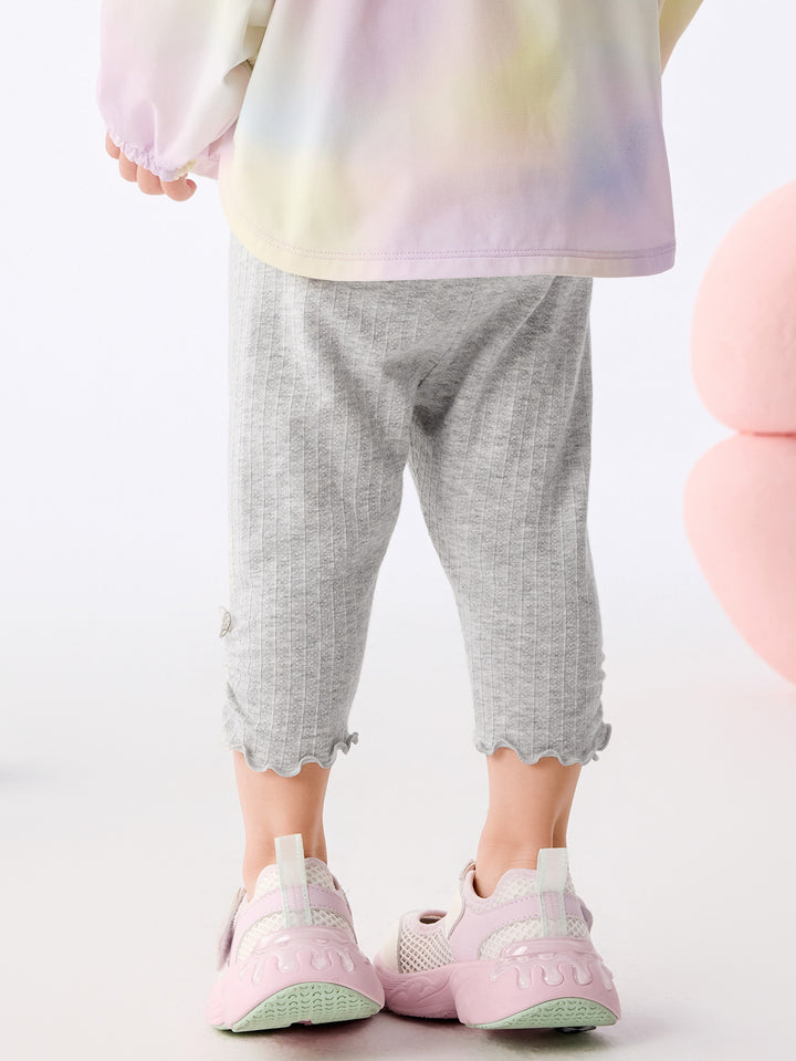 Light Melange Gray Baby Girl Base Cropped Trousers