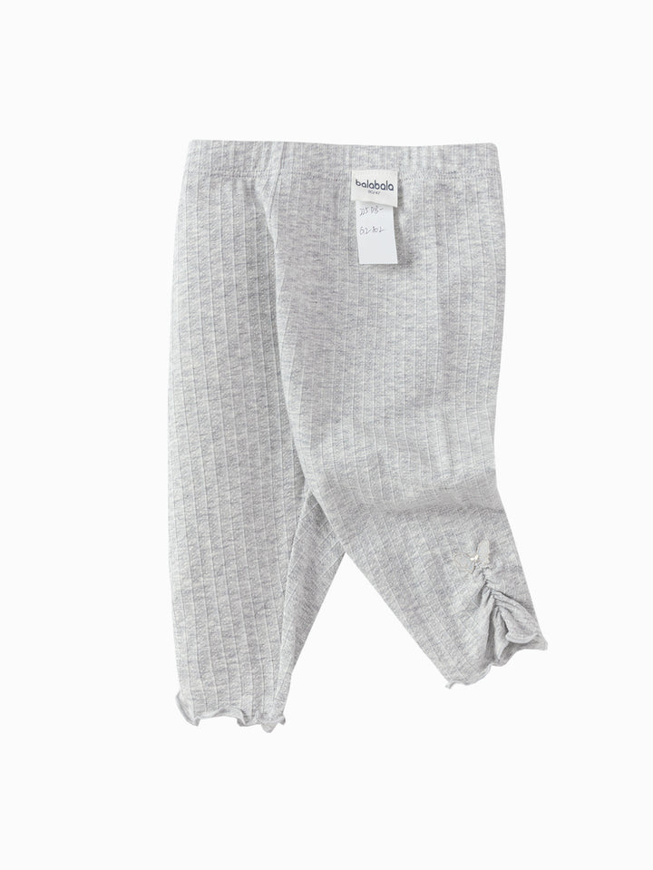 Light Melange Gray Baby Girl Base Cropped Trousers