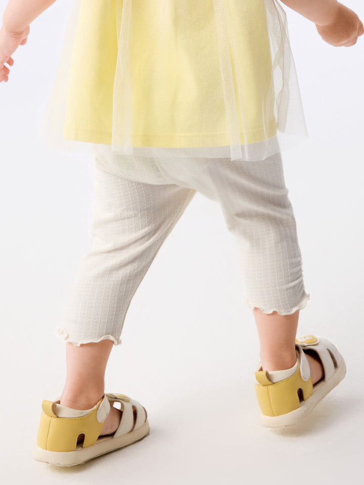 White Baby Girl Base Cropped Trousers