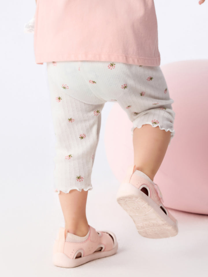 Cream White Baby Girl Base Cropped Trousers