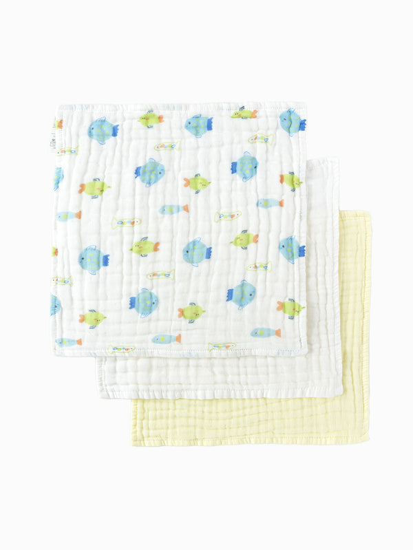 White Yellow Baby Unisex Gauze Towel