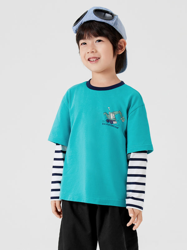 Boy Trend Scenarios Cartoon car Blue Long Sleeve T-Shirt