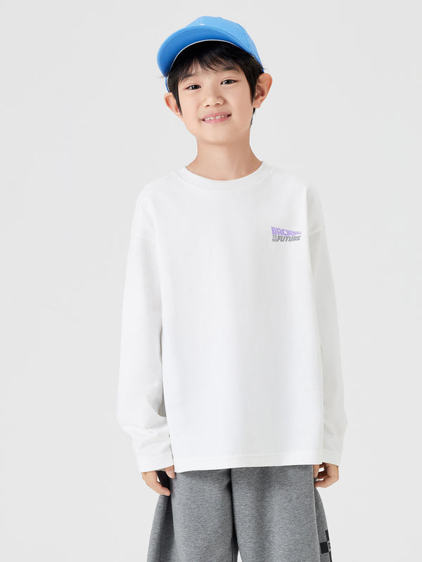 Boy Trend Scenarios Cartoon character Raw White Long Sleeve T-Shirt