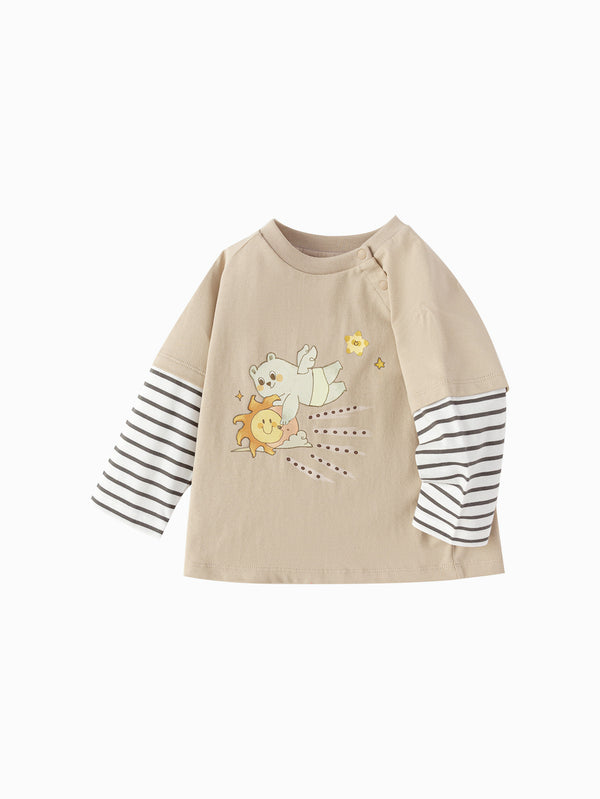 T-shirt unisexe à manches longues Little Wings pour bébé, couleur beige clair